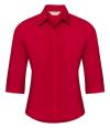926F Ladies' 3/4 Sleeve Poly Cotton Easy Care Fitted Polin Shirt Classic Red colour image